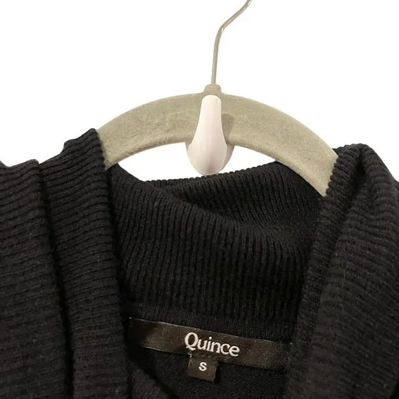 Quince Mongolian Cashmere Turtleneck Sweater Dress Tunic Black Size S NWOT - Picture 4 of 5